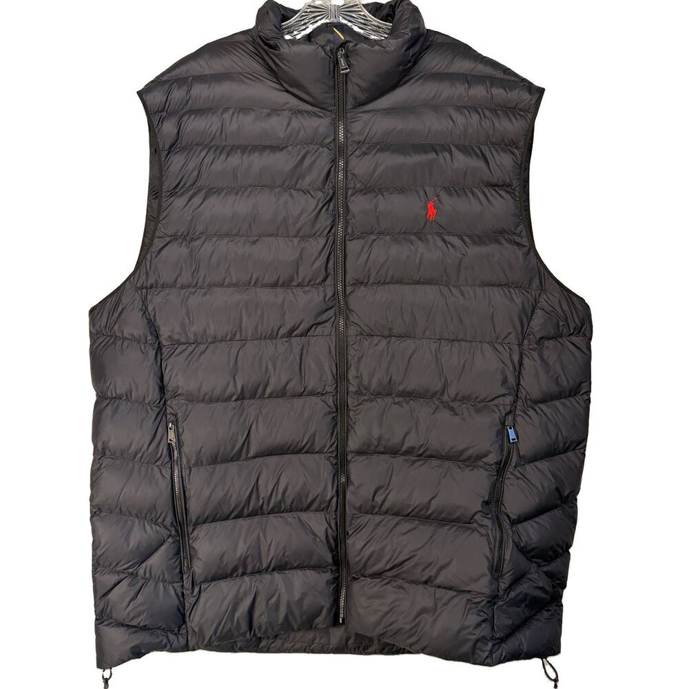 Polo Ralph Lauren Puffer Vest Mens 2XLT Black Packable Pony Logo Tall